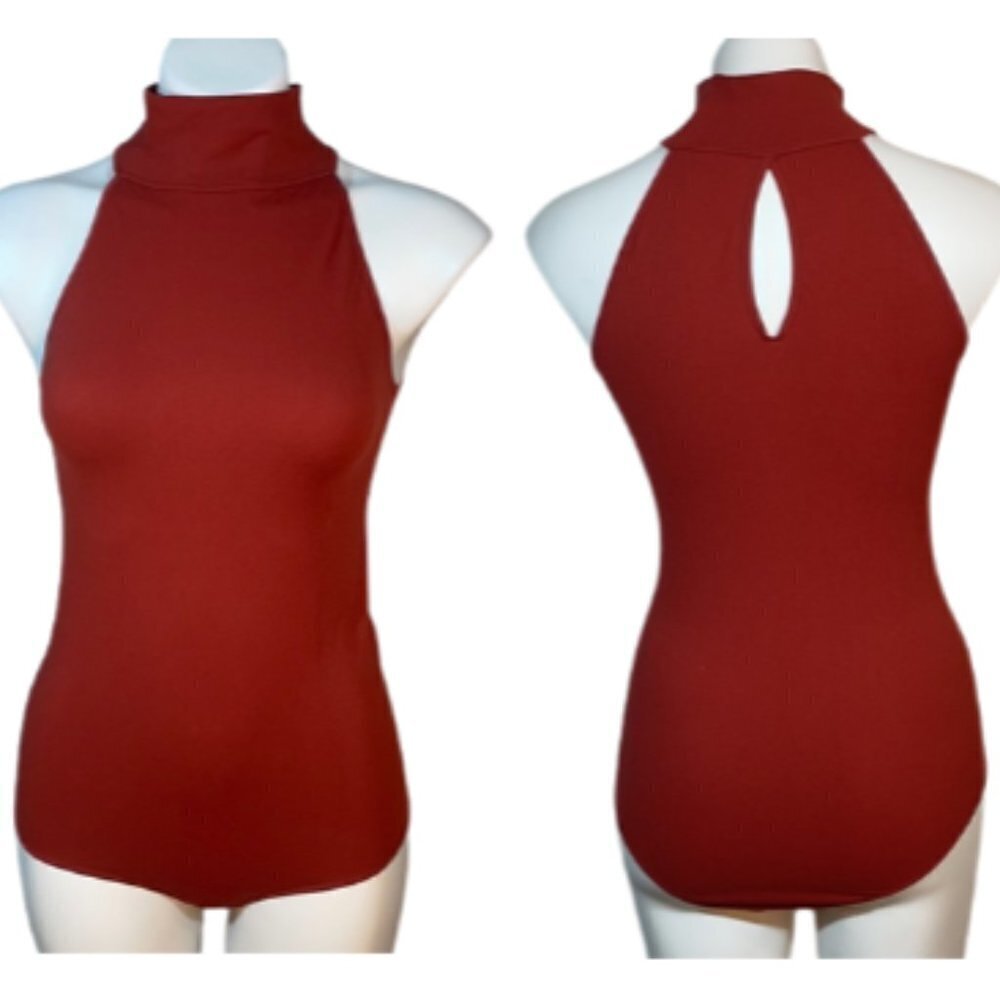 Intimately free people body suit high mock neck keyhole back ribbed M/L M L